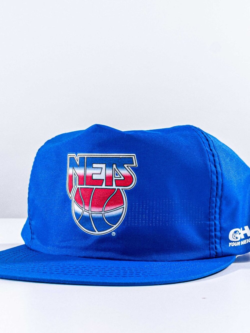 Vintage New Jersey Nets Hat Nylon Snapback Old Logo 80s NBA Basketball Blue VTG